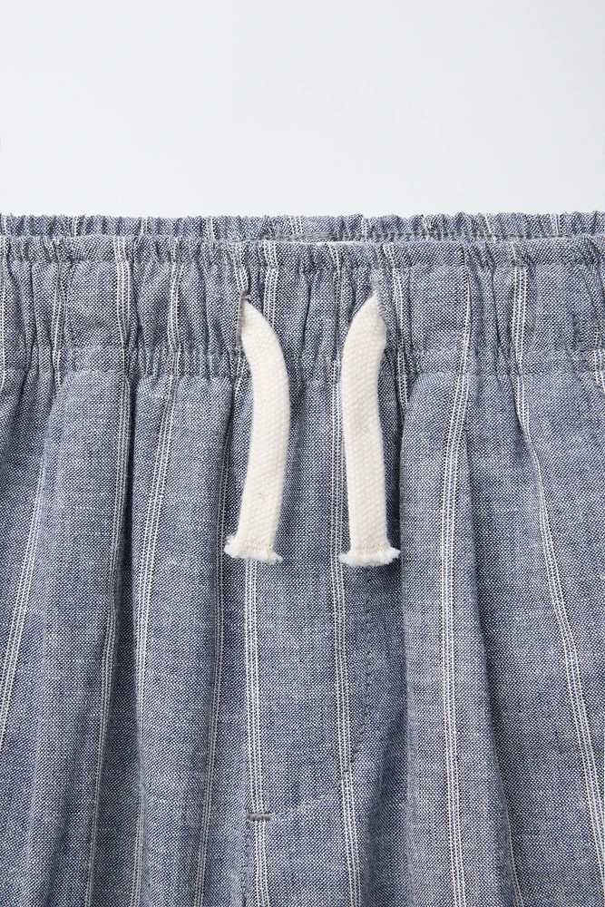 STRIPED LINEN BLEND PANTS