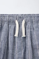 STRIPED LINEN BLEND PANTS