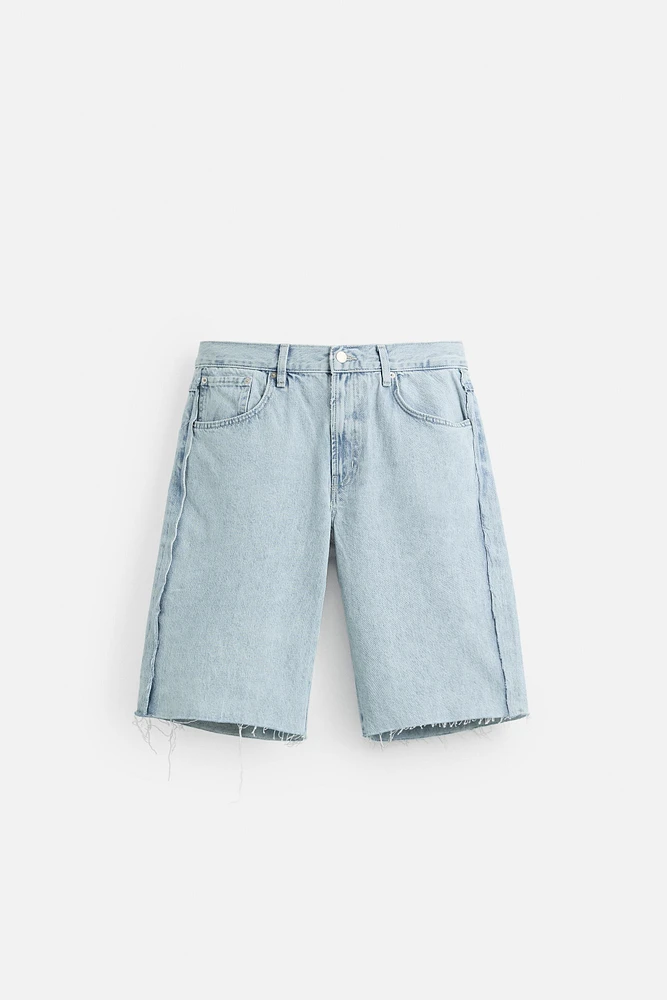 EMBROIDERED BAGGY FIT DENIM SHORTS