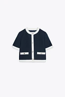 SHORT SLEEVE BLAZER WITH CONTRAST WELT