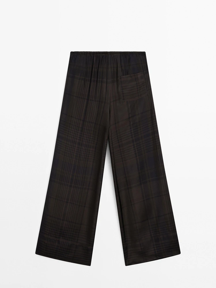 Check trousers with elastic waistband