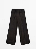 Check trousers with elastic waistband