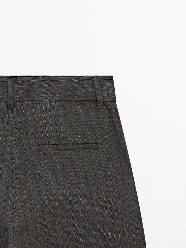 Striped straight-leg trousers