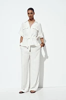 WIDE LEG ELASTIC WAIST PANTS