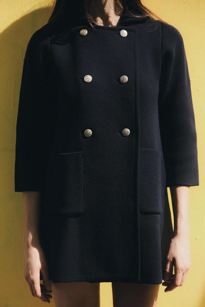 DOUBLE BREASTED KNIT COAT