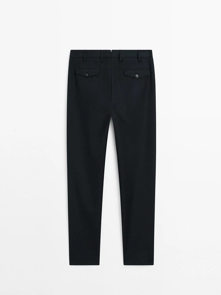 Pantalon à pinces en coton mélangé