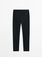 Pantalon à pinces en coton mélangé