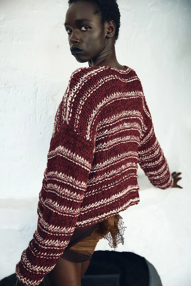 COMBINATION KNIT CARDIGAN
