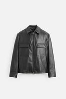 FAUX LEATHER POCKET JACKET