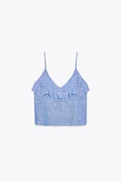 LINEN RUFFLED STRAPPY TOP