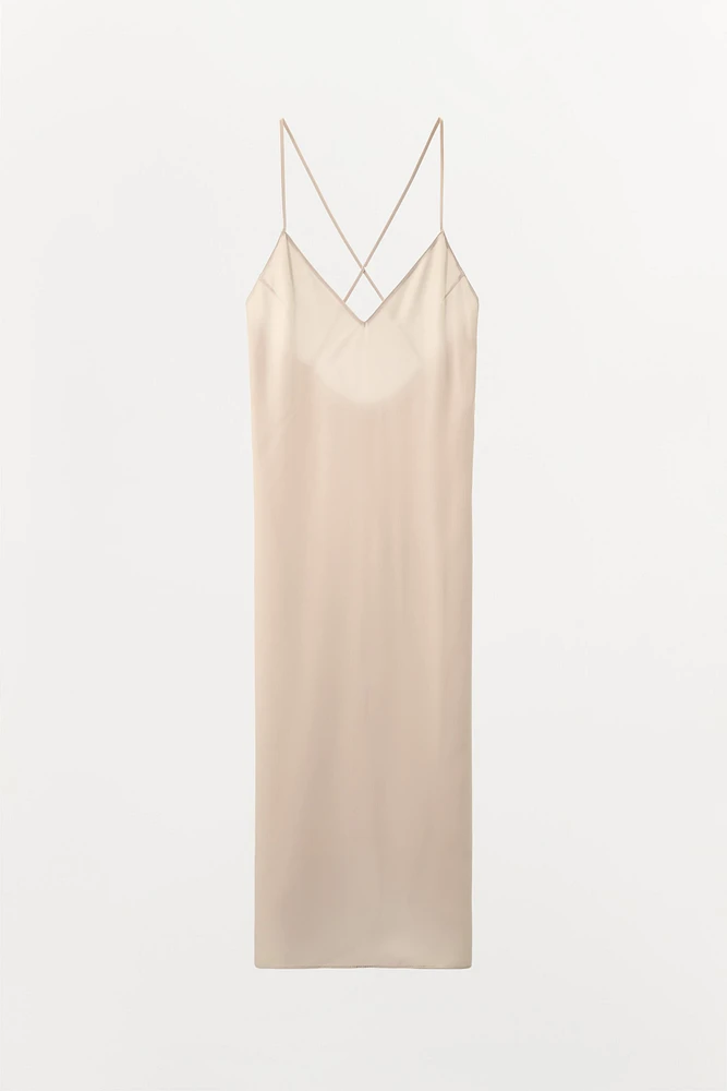 MULTIPOSITION STRAP LONG LINED DRESS