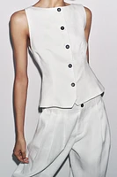 100% LINEN PEPLUM VEST ZW COLLECTION