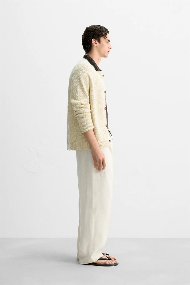 CONTRAST COLLAR CARDIGAN