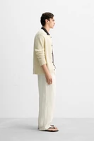 CONTRAST COLLAR CARDIGAN