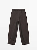 Voluminous silk blend trousers