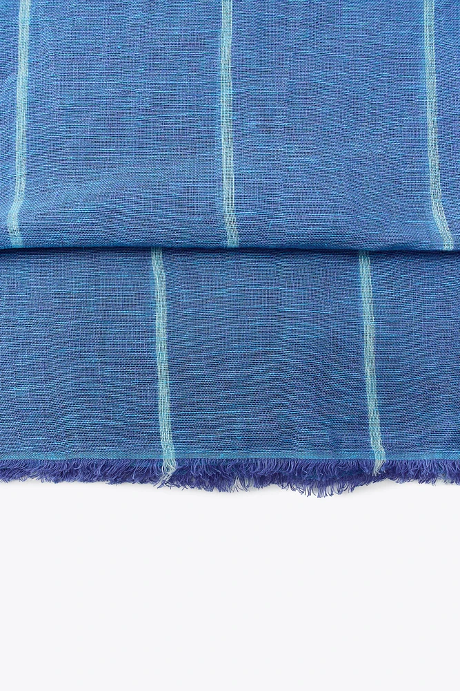 FOULARD EN LIN À RAYURES CONTRASTÉES