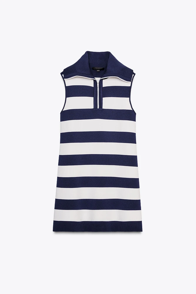 STRIPED KNIT MINI DRESS
