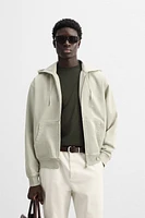 WASHED HOODED ZIP SWEATSHIRT