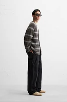 DISTRESSED STRIPED CARDIGAN