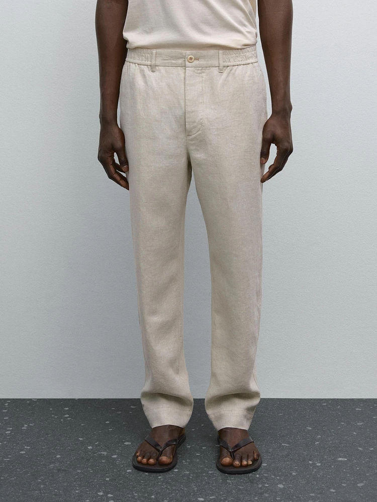 100% linen jogger fit trousers