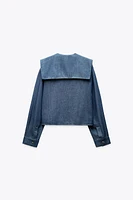DENIM EFFECT BIB COLLAR SHIRT
