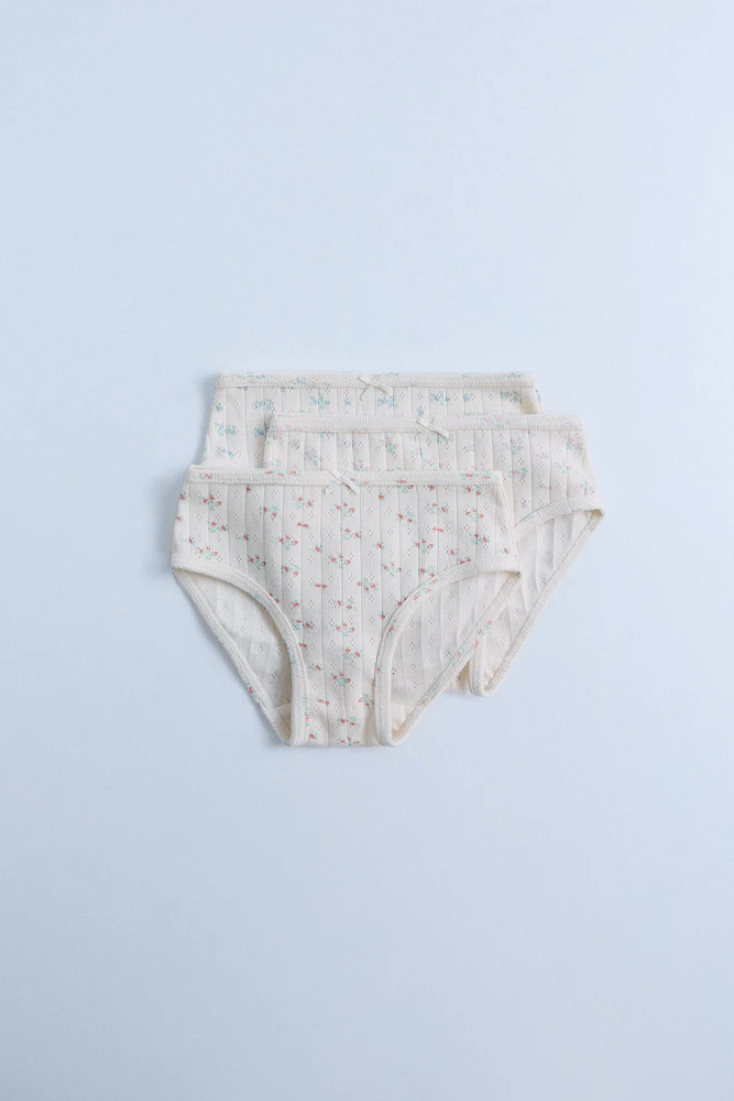 ZARA TIMELESS - THREE-PACK OF POINTELLE FLORAL UNDERWEAR