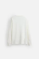 BUTTON-NECK CHECKERED T-SHIRT