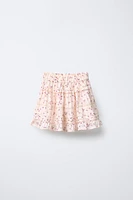 LACE INSERT FLORAL SKIRT