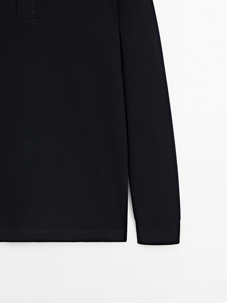 Cotton blend polo sweater