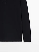Cotton blend polo sweater
