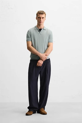 VISCOSE BLEND KNIT POLO SHIRT