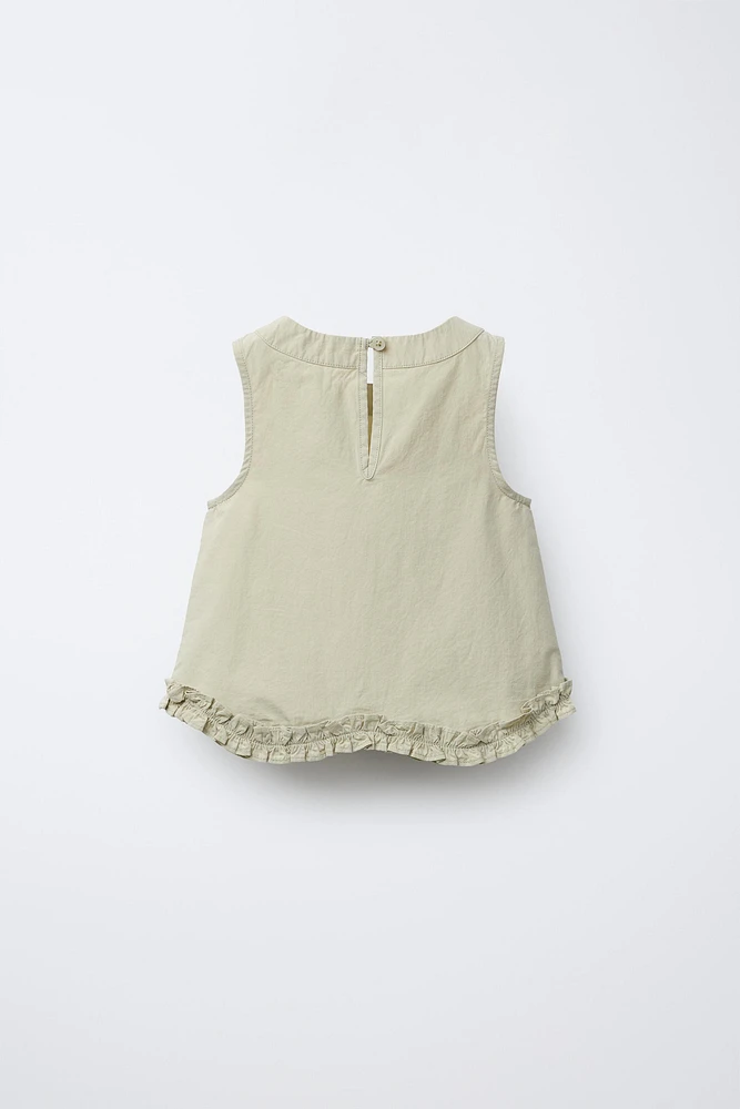 RUFFLED POPLIN TOP