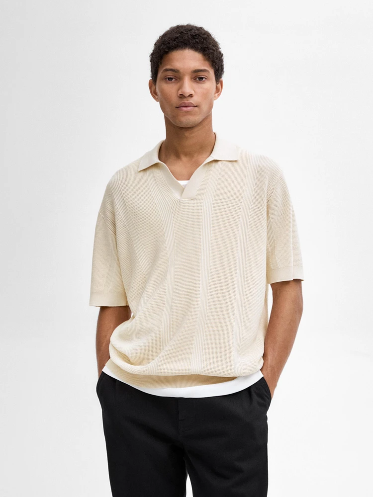 Polo en maille de coton à manches courtes