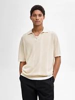 Short sleeve cotton knit polo shirt