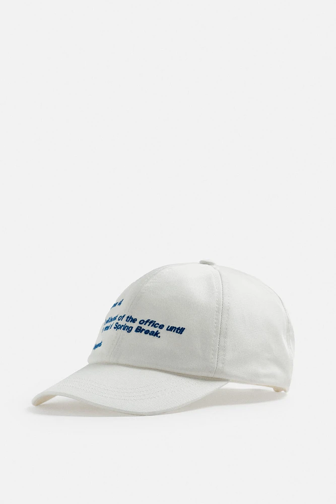 EMBROIDERED TEXT CAP