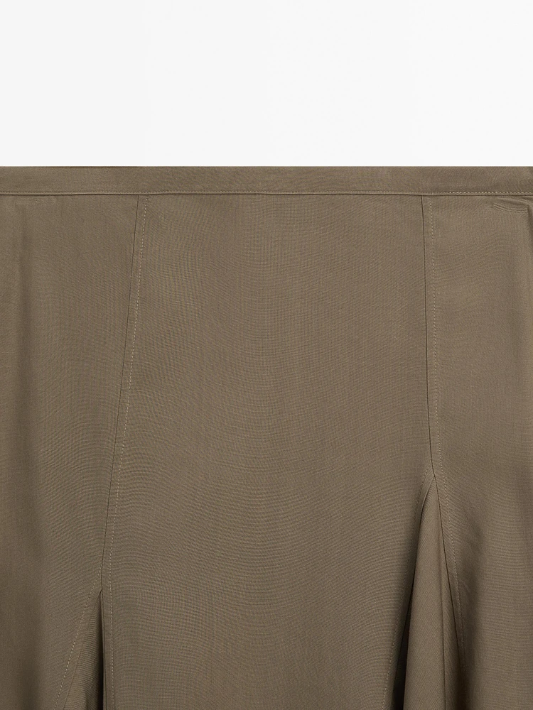 Asymmetric flounce midi skirt