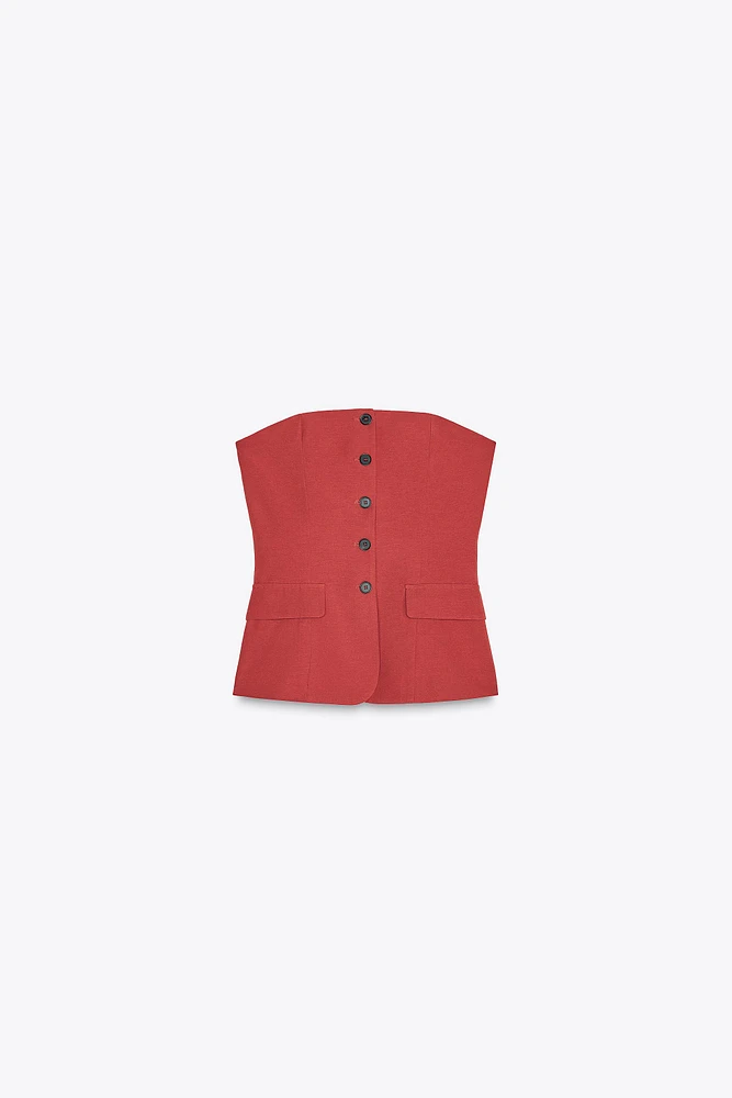 TOP BUSTIER À BOUTONS