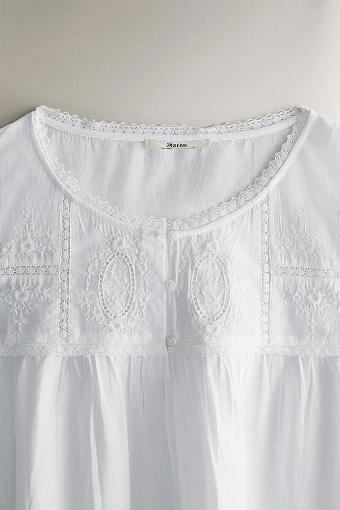 CHEMISE DE NUIT COTON BRODERIES