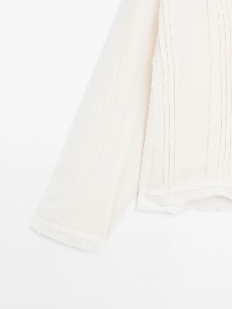 Cotton blend blouse with embroidery