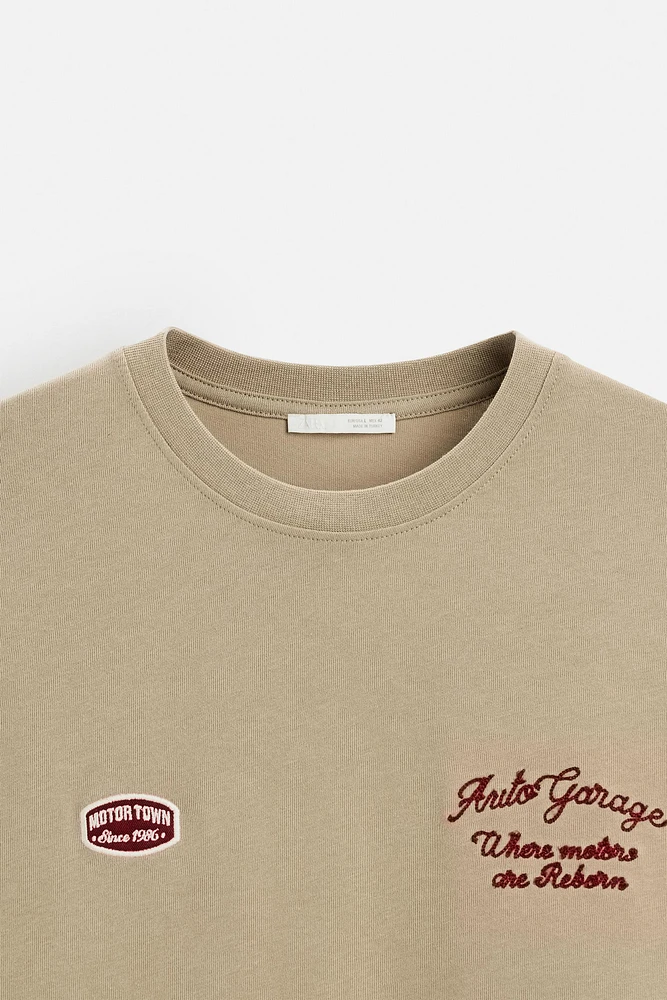 T-SHIRT WITH TONAL EMBROIDERY