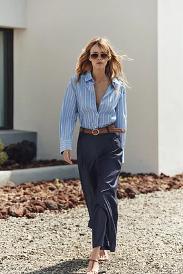 WIDE LEG BELTED PANTS