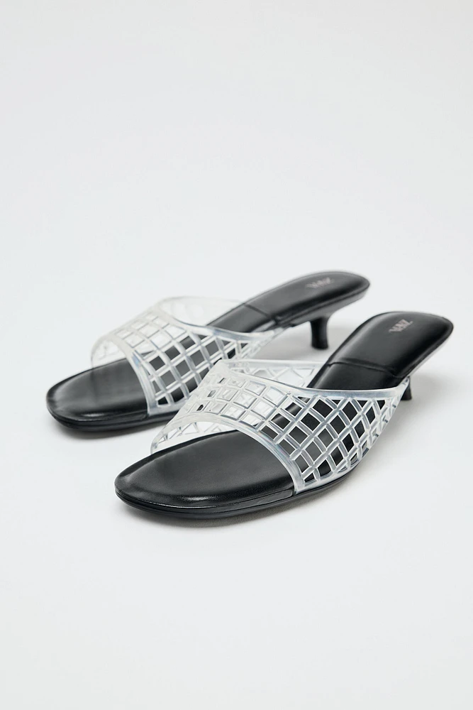 MULES KITTEN HEELS EFFET GOMME