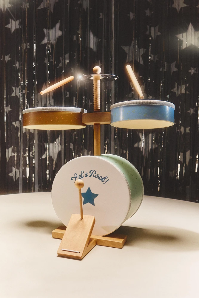 CHILDREN'S TOY WOODEN DRUM KIT