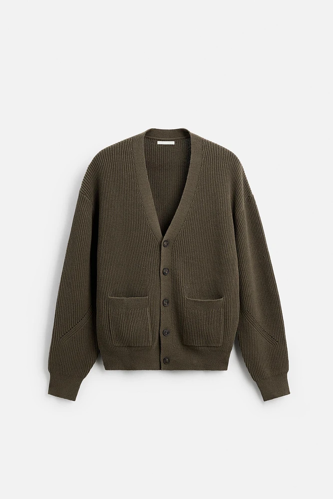 RELAXED FIT COTTON BLEND CARDIGAN