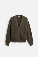 RELAXED FIT COTTON BLEND CARDIGAN