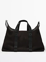 Split suede boxer duffle bag