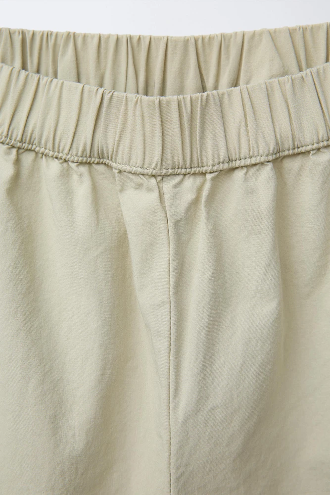 RUFFLED POPLIN PANTS