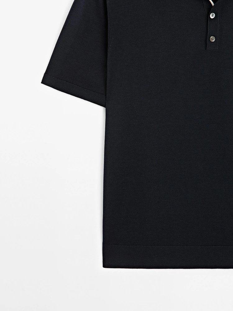 Polo en maille avec col coloré