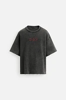 WASHED KNIT PRINT T-SHIRT