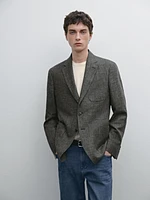 Blazer en lin et coton mélangés